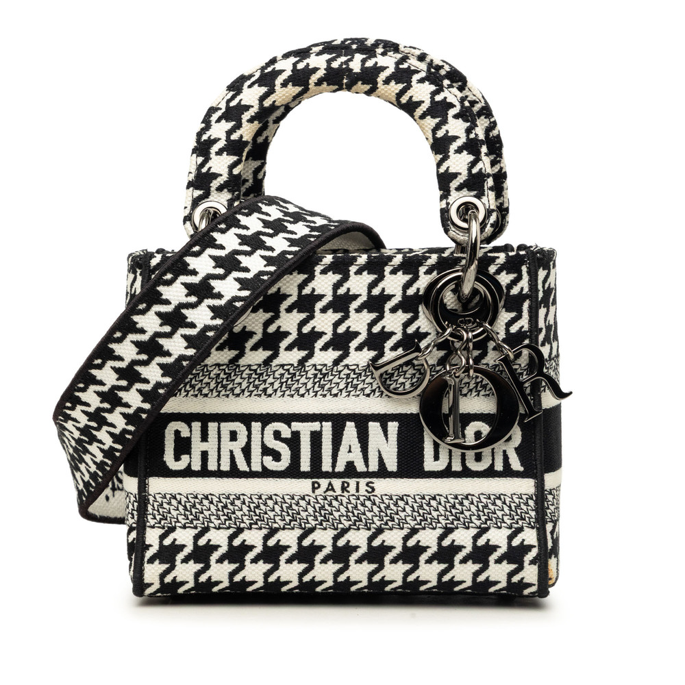 Pre-Loved Dior Mini Embroidered Canvas Houndstooth Lady D Lite